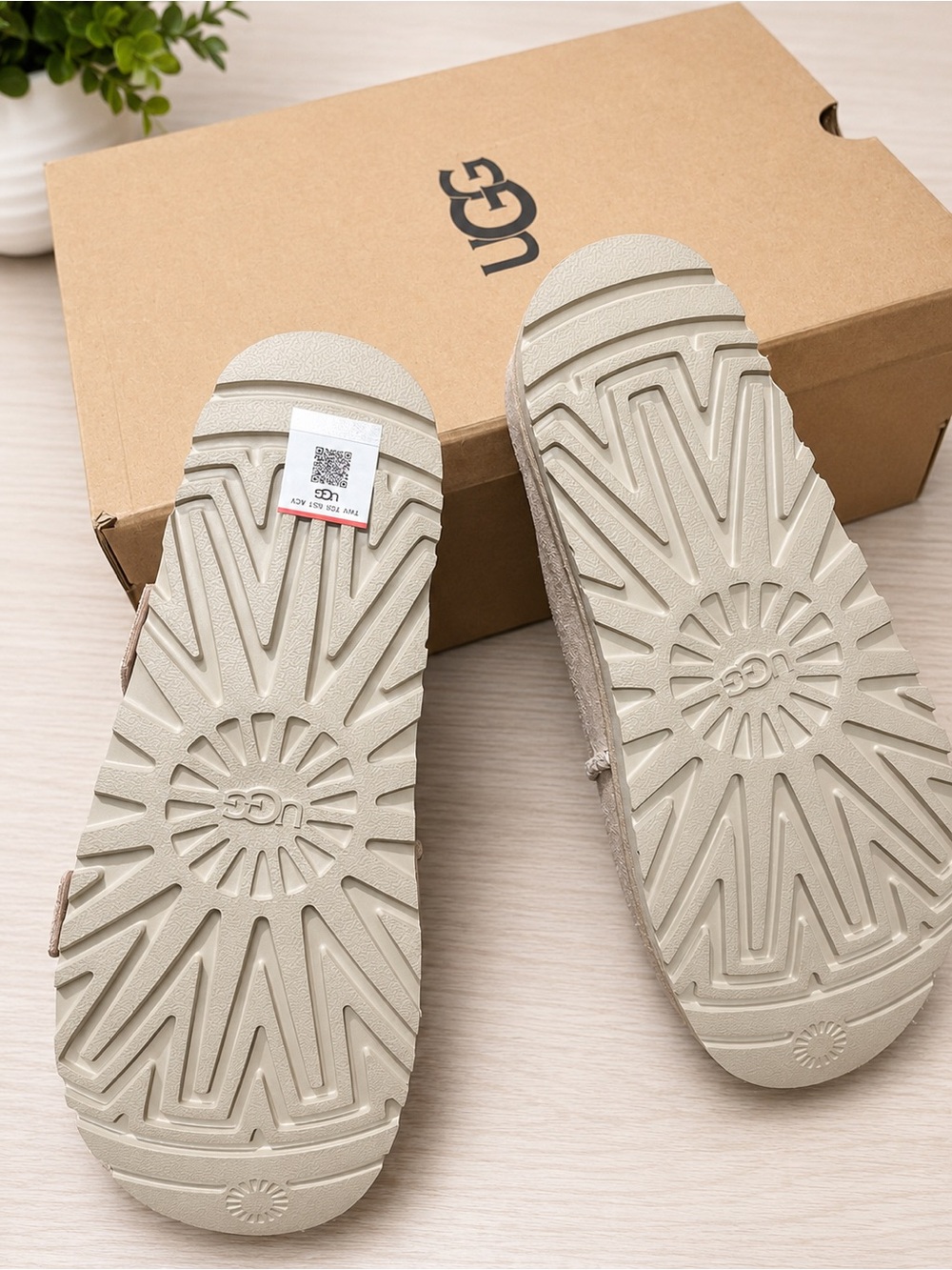 UGG Women’s Tan Suede Double-Strap Slide Sandals - Picture 3 of 3